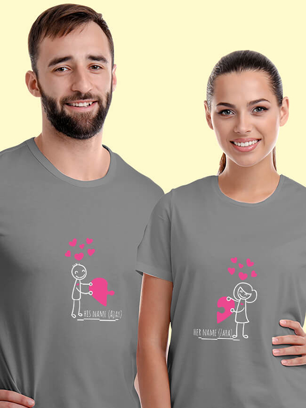 Custom Love Puzzle Couples T Shirt