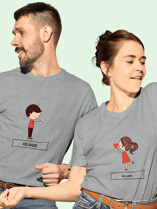 Custom Valentines Day Girl Proposing Love Couples T Shirt