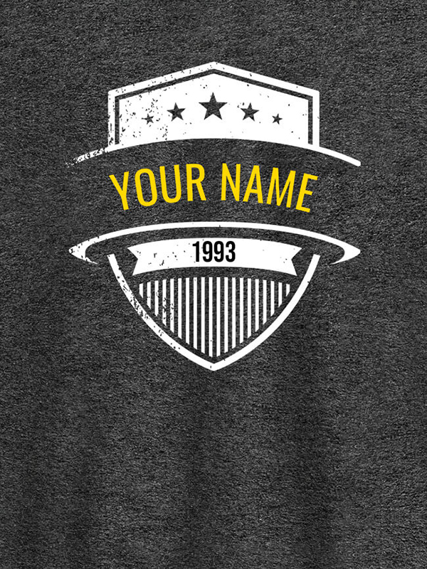 Custom Shield Design with Text and Year On Customized Tshirt for Men