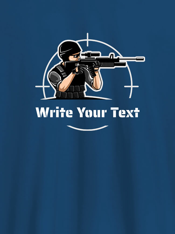 Custom Sniper with Your Text On Customized Mens T-Shirt