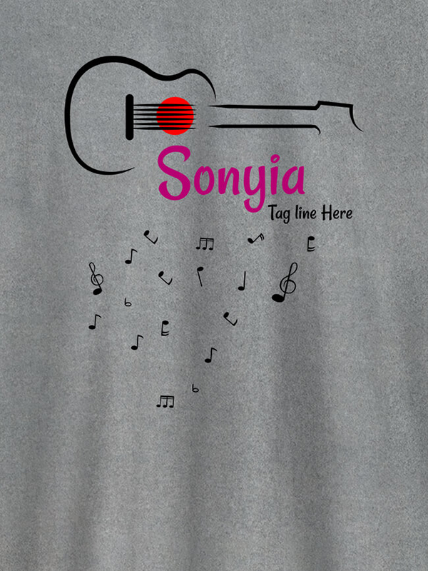 Custom Personalised Womens T Shirt With Name Guitar Design