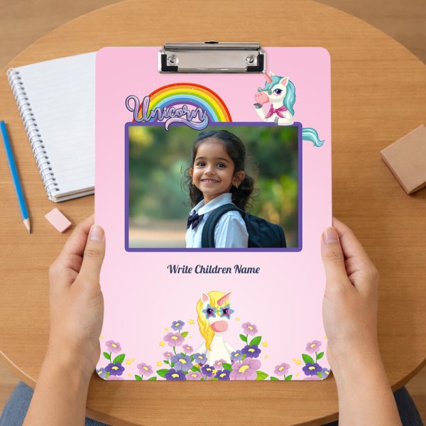 Custom Lovely Pink Magical Unicorn Rainbow Acrylic Writing Pad