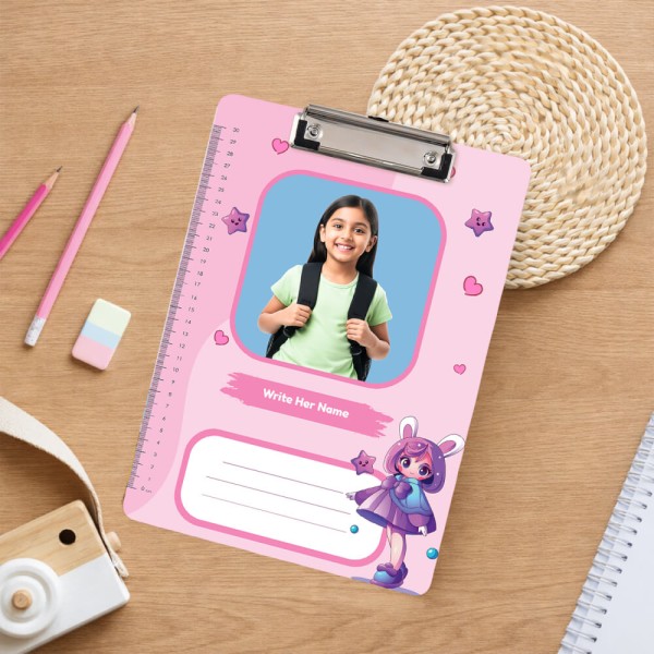 Custom Pretty Pink Starry Night Bunny Girl Acrylic Writing Pad