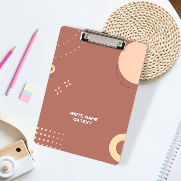 Custom Terracotta Brown Minimalist Boho Geometric Acrylic Writing Pad