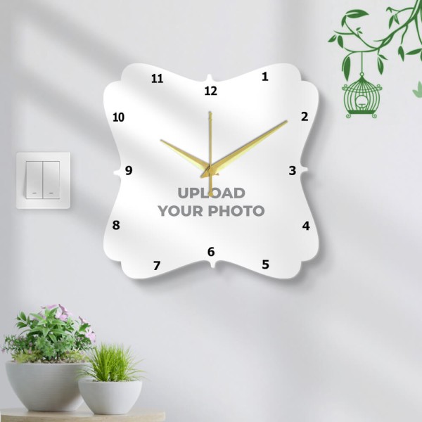 Custom Floral Type Shaped Photo Wall Clock