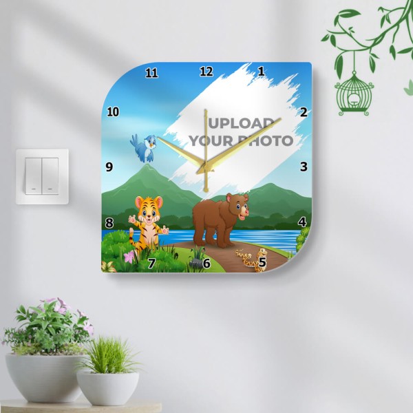 Custom Kids Two Side Curved Edge Shaped Photo Wall Clock