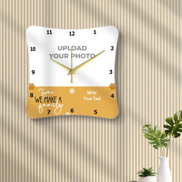 Custom Curved Edge Shaped Wth Text Photo Wall Clock