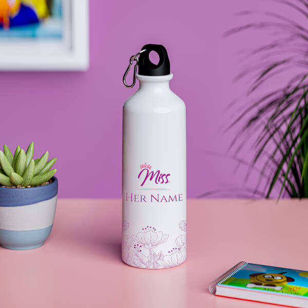 Custom Floral design with her name sipper bottle-Printshoppy Sipper Bottles