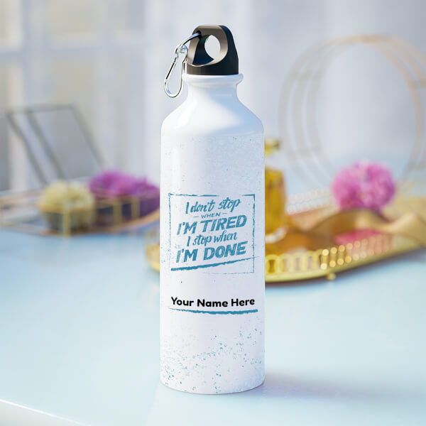 Custom Blue colored motivational quote sipper bottle with your name and image design-Printshoppy Sipper Bottles
