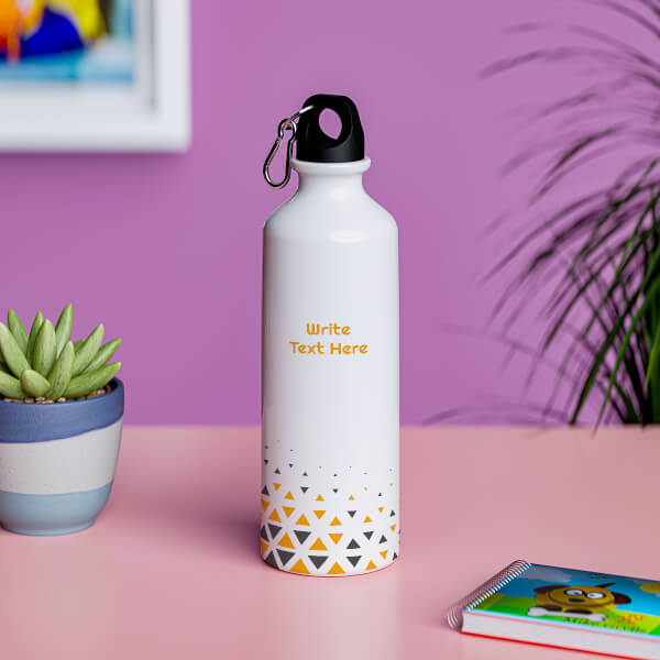 Custom Gold and grey colored triangle design with your text-Printshoppy Sipper Bottles