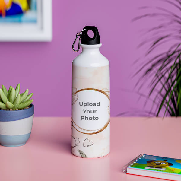 Custom Floral custom text and image sipper design-Printshoppy Sipper Bottles