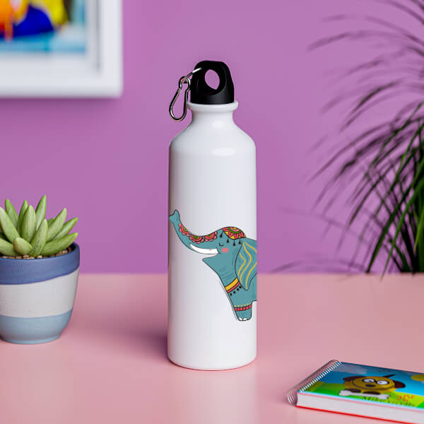 Custom Elephant cartoon design custom text sipper-Printshoppy Sipper Bottles