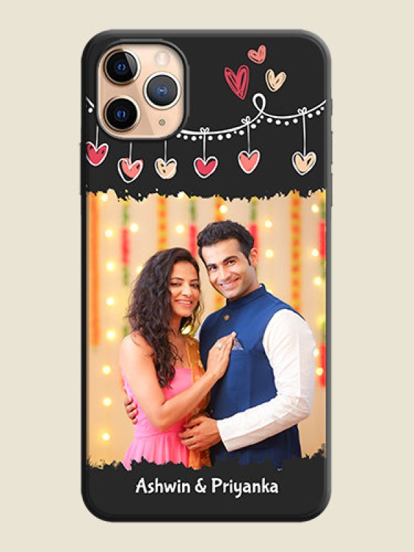 Custom Pink Love Hangings with Name on Space Black Custom Soft Matte Phone Cases - iPhone 11 Pro Max