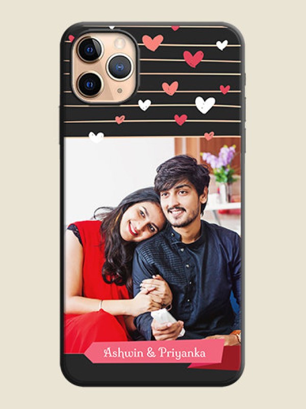 Custom Love Pattern with Name on Pink Ribbon  - Photo on Space Black Soft Matte Back Cover - iPhone 11 Pro Max