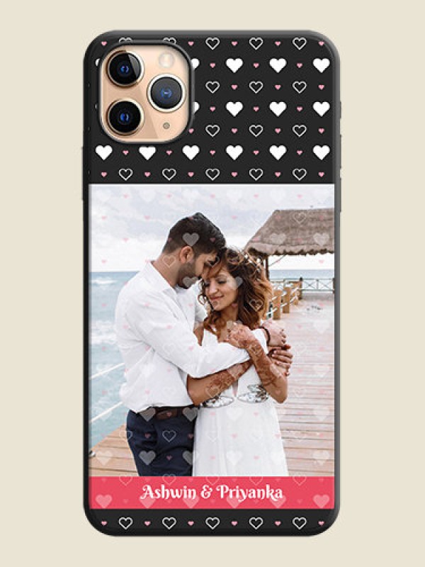Custom White Color Love Symbols with Text Design - Photo on Space Black Soft Matte Phone Cover - iPhone 11 Pro Max