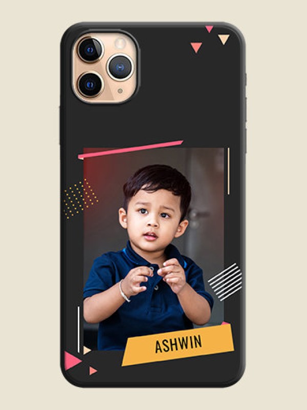 Custom Photo Frame with Triangle Small Dots - Photo on Space Black Soft Matte Back Cover - iPhone 11 Pro Max