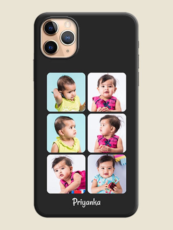 Custom Floral Art with 6 Image Holder - Photo on Space Black Soft Matte Mobile Case - iPhone 11 Pro Max