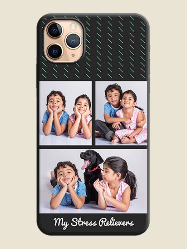 Custom Cross Dotted Pattern with 2 Image Holder  on Personalised Space Black Soft Matte Cases - iPhone 11 Pro Max