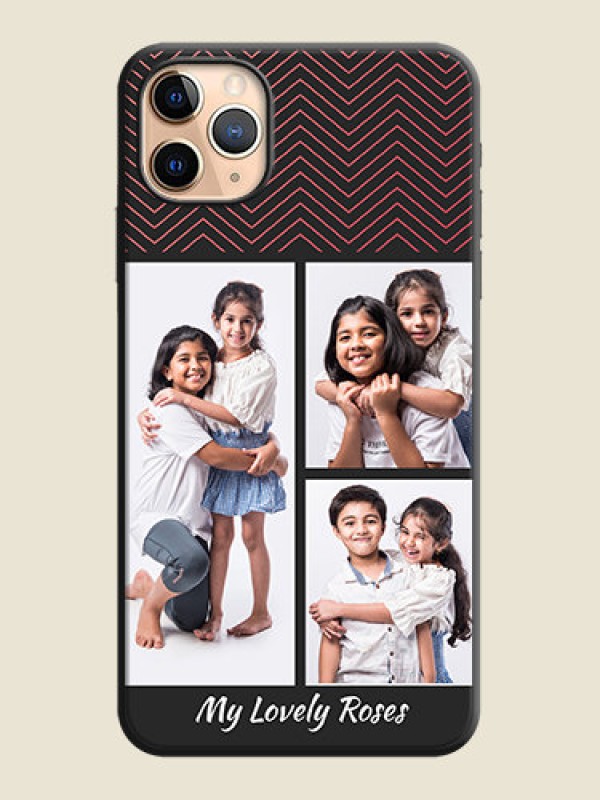 Custom Wave Pattern with 3 Image Holder on Space Black Custom Soft Matte Back Cover - iPhone 11 Pro Max