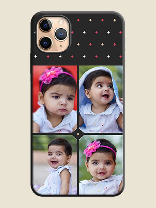 Custom Multicolor Dotted Pattern with 4 Image Holder on Space Black Custom Soft Matte Phone Cases - iPhone 11 Pro Max