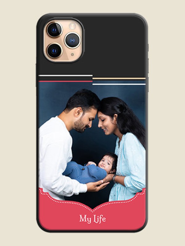 Custom Classic Plain Design with Name - Photo on Space Black Soft Matte Phone Cover - iPhone 11 Pro Max