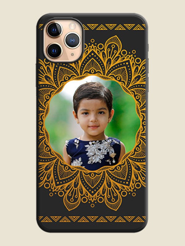 Custom Round Image with Floral Design - Photo on Space Black Soft Matte Mobile Cover - iPhone 11 Pro Max
