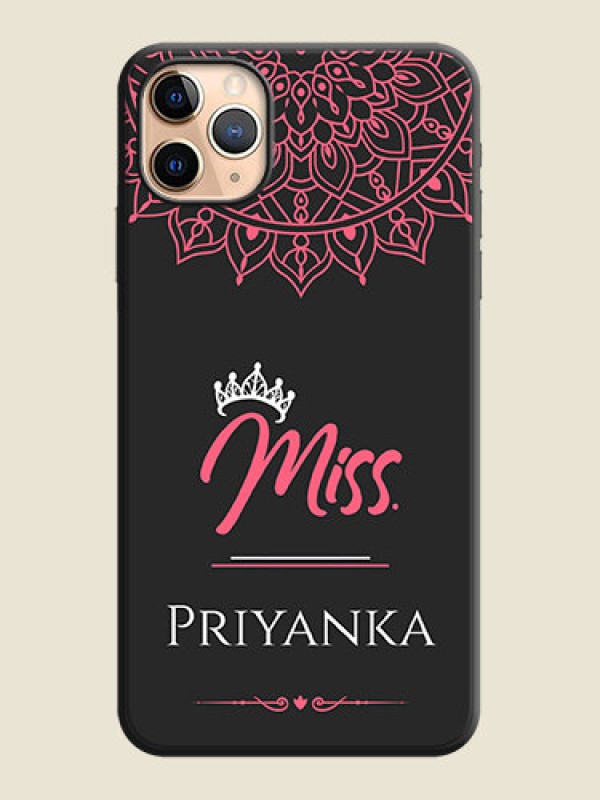 Custom Mrs Name with Floral Design on Space Black Personalized Soft Matte Phone Covers - iPhone 11 Pro Max