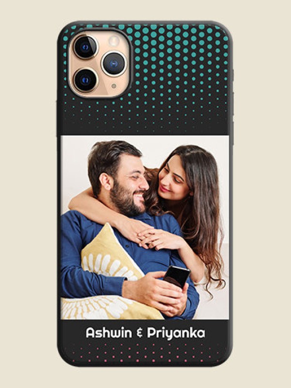 Custom Faded Dots with Grunge Photo Frame and Text on Space Black Custom Soft Matte Phone Cases - iPhone 11 Pro Max