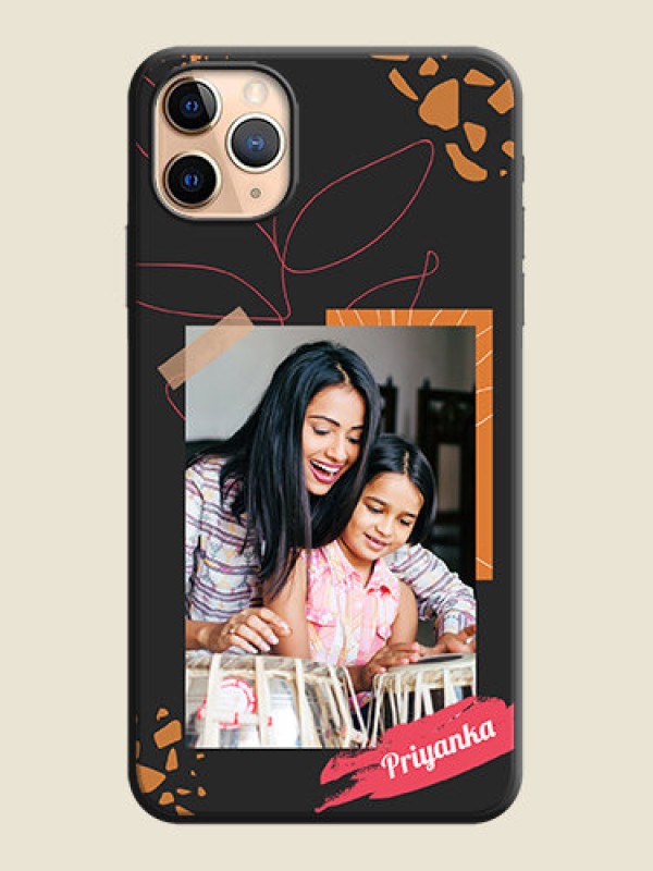 Custom Orange Photo Frame on Space Black Custom Soft Matte Phone Back Cover - iPhone 11 Pro Max