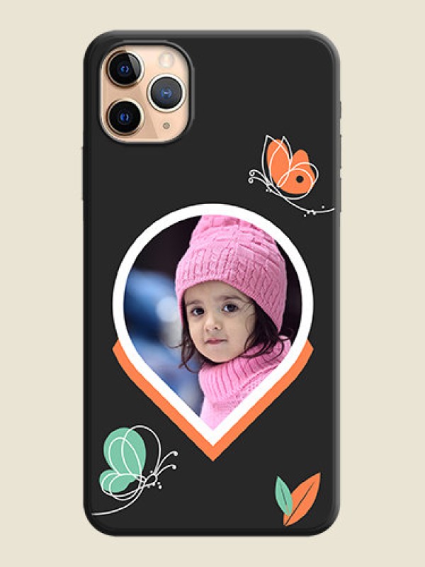 Custom Upload Pic With Simple Butterly Design On Space Black Personalized Soft Matte Phone Covers -Apple Iphone 11 Pro Max