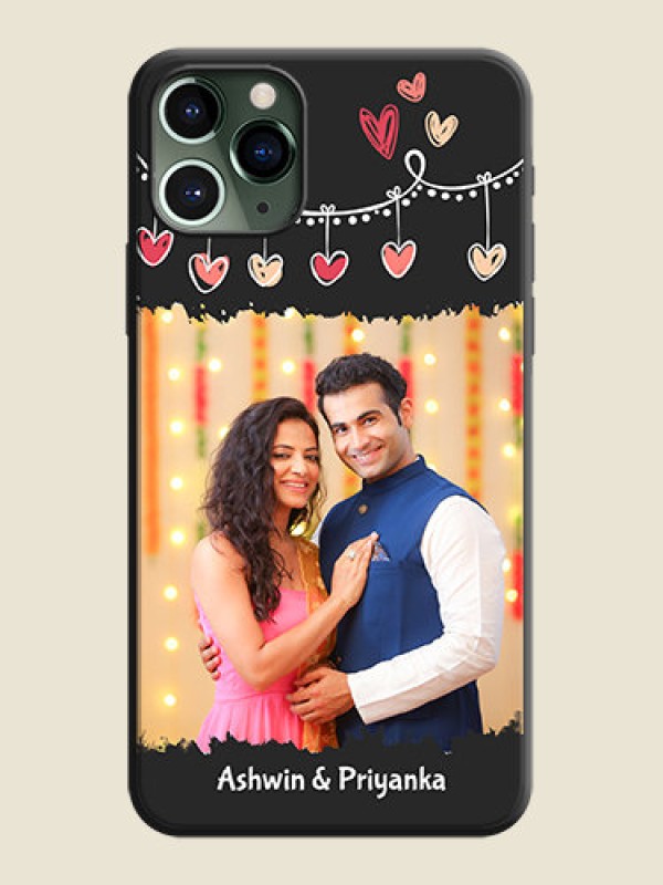 Custom Pink Love Hangings with Name on Space Black Custom Soft Matte Phone Cases - iPhone 11 Pro