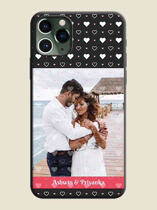 Custom White Color Love Symbols with Text Design - Photo on Space Black Soft Matte Phone Cover - iPhone 11 Pro