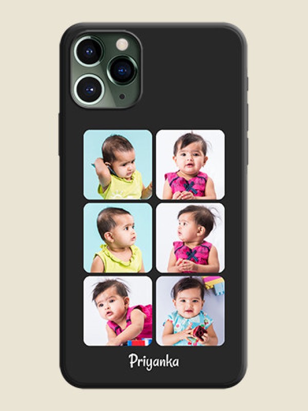 Custom Floral Art with 6 Image Holder - Photo on Space Black Soft Matte Mobile Case - iPhone 11 Pro