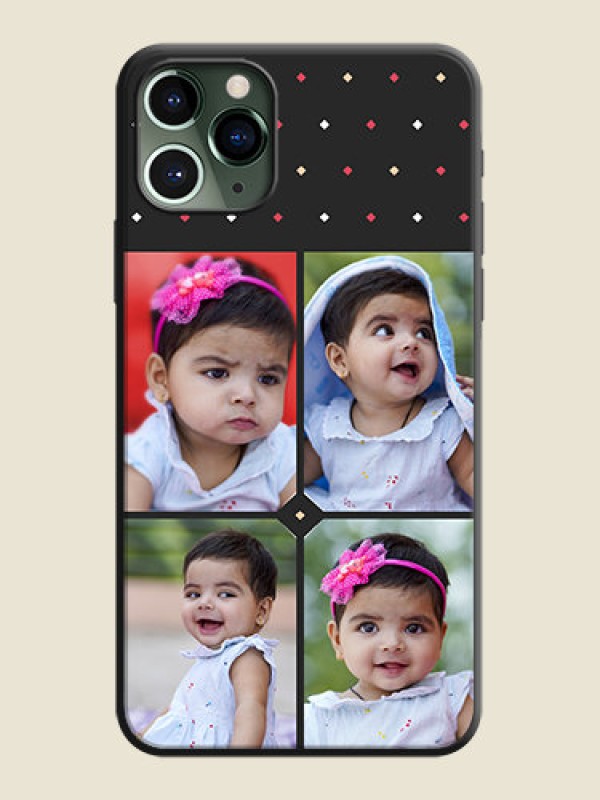 Custom Multicolor Dotted Pattern with 4 Image Holder on Space Black Custom Soft Matte Phone Cases - iPhone 11 Pro