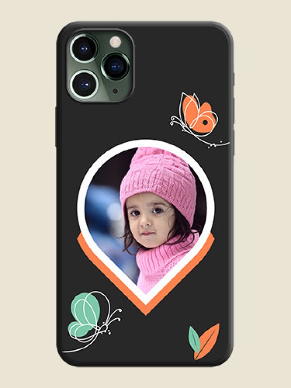 Custom Upload Pic With Simple Butterly Design On Space Black Personalized Soft Matte Phone Covers -Apple Iphone 11 Pro