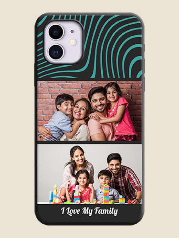 Custom Wave Pattern with 2 Image Holder on Space Black Personalized Soft Matte Phone Covers - iPhone 11