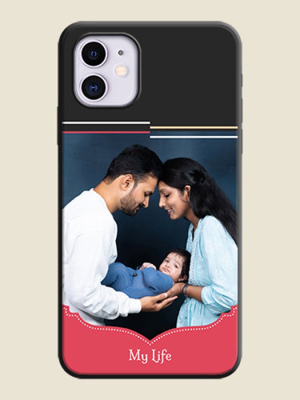 Custom Classic Plain Design with Name - Photo on Space Black Soft Matte Phone Cover - iPhone 11