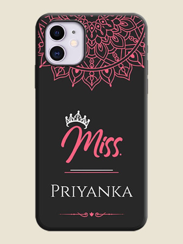 Custom Mrs Name with Floral Design on Space Black Personalized Soft Matte Phone Covers - iPhone 11
