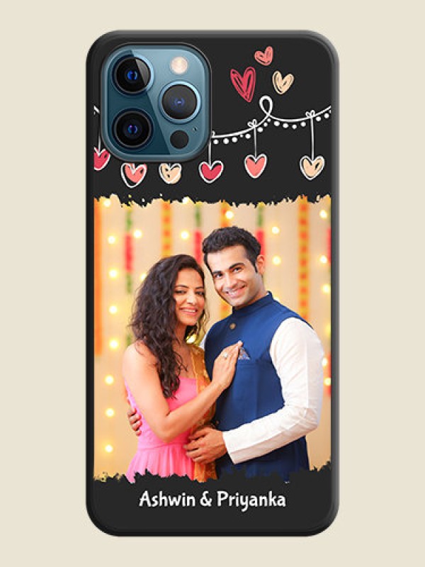 Custom Pink Love Hangings with Name on Space Black Custom Soft Matte Phone Cases - iPhone 12 Pro Max