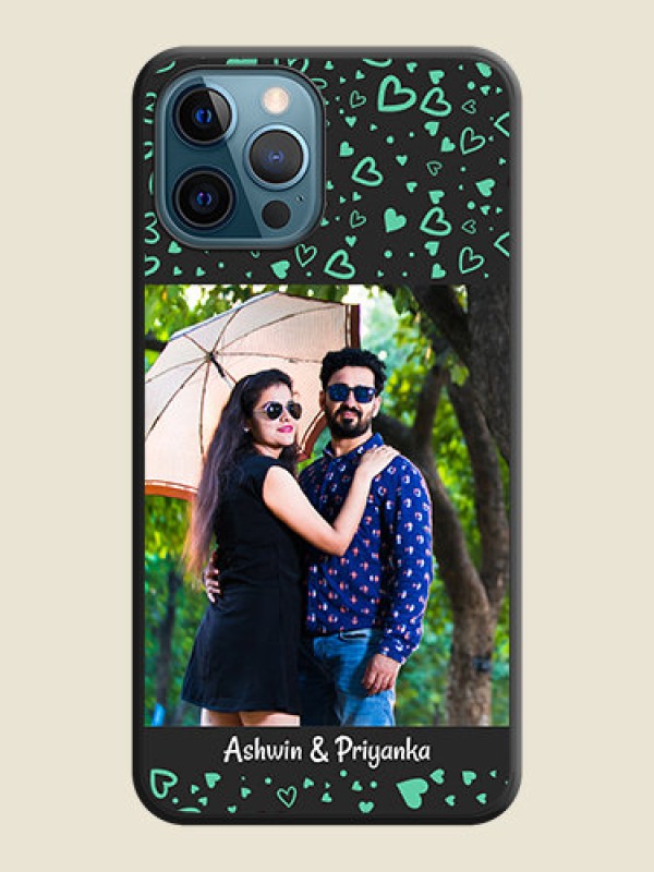 Custom Sea Green Indefinite Love Pattern on Photo on Space Black Soft Matte Mobile Cover - iPhone 12 Pro Max