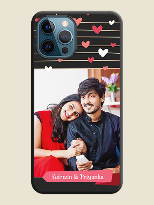 Custom Love Pattern with Name on Pink Ribbon  on Photo on Space Black Soft Matte Back Cover - iPhone 12 Pro Max