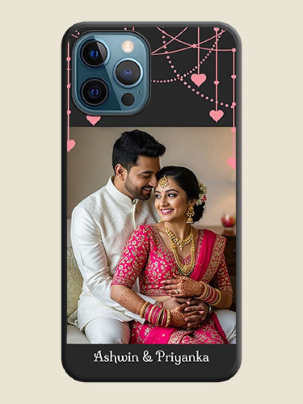 Custom Pink Love Hangings with Text on Space Black Custom Soft Matte Back Cover - iPhone 12 Pro Max