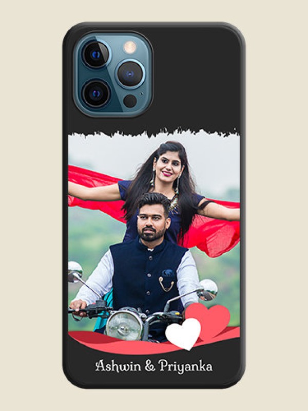 Custom Pin Color Love Shaped Ribbon Design with Text on Space Black Custom Soft Matte Phone Back Cover - iPhone 12 Pro Max