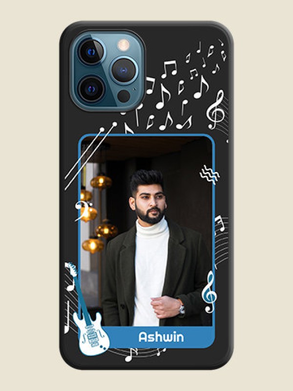 Custom Musical Theme Design with Text on Photo on Space Black Soft Matte Mobile Case - iPhone 12 Pro Max