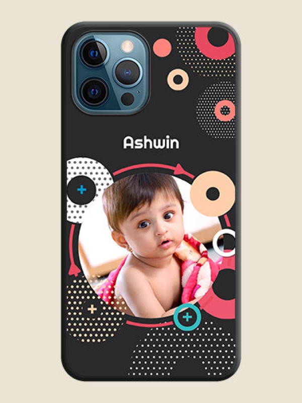 Custom Multicoloured Round Image on Personalised Space Black Soft Matte Cases - iPhone 12 Pro Max