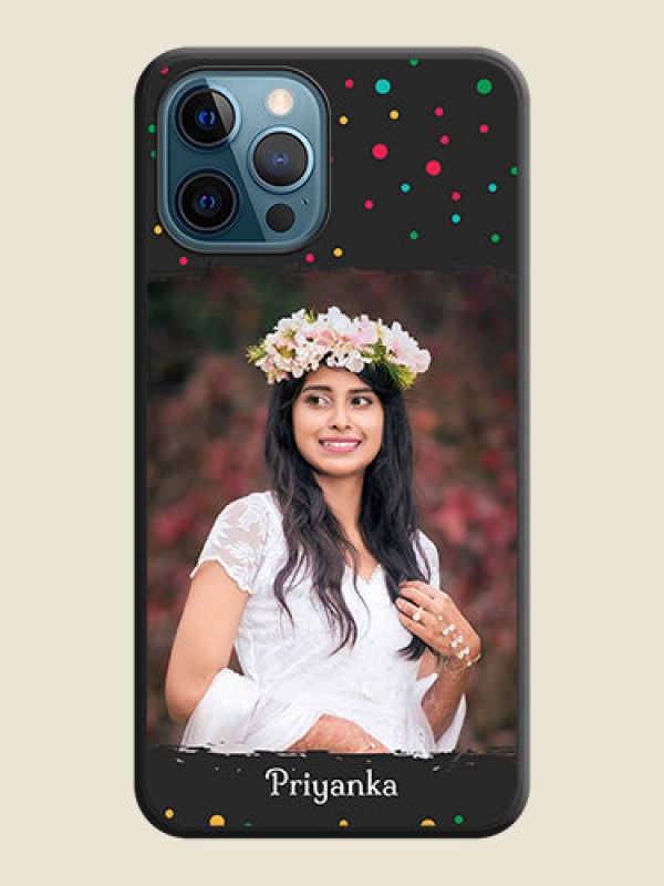 Custom Multicolor Dotted Pattern with Text on Space Black Custom Soft Matte Phone Back Cover - iPhone 12 Pro Max