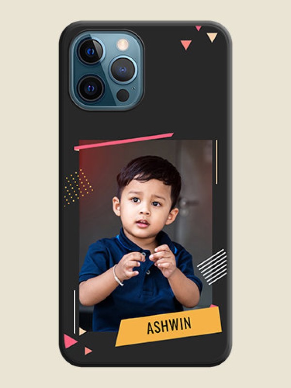 Custom Photo Frame with Triangle Small Dots on Photo on Space Black Soft Matte Back Cover - iPhone 12 Pro Max