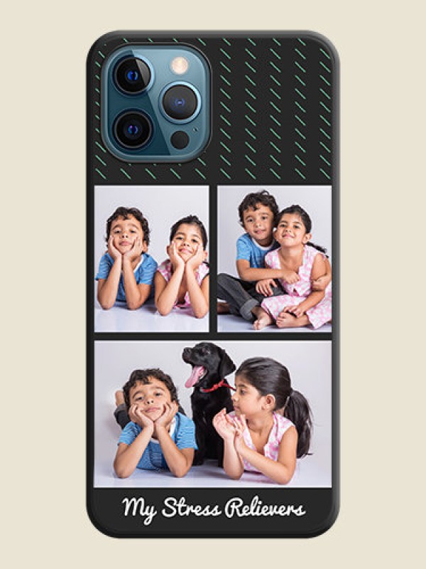 Custom Cross Dotted Pattern with 2 Image Holder  on Personalised Space Black Soft Matte Cases - iPhone 12 Pro Max