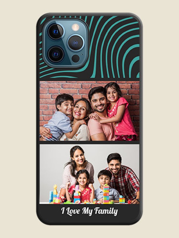 Custom Wave Pattern with 2 Image Holder on Space Black Personalized Soft Matte Phone Covers - iPhone 12 Pro Max
