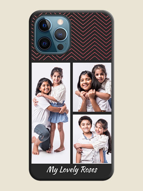 Custom Wave Pattern with 3 Image Holder on Space Black Custom Soft Matte Back Cover - iPhone 12 Pro Max
